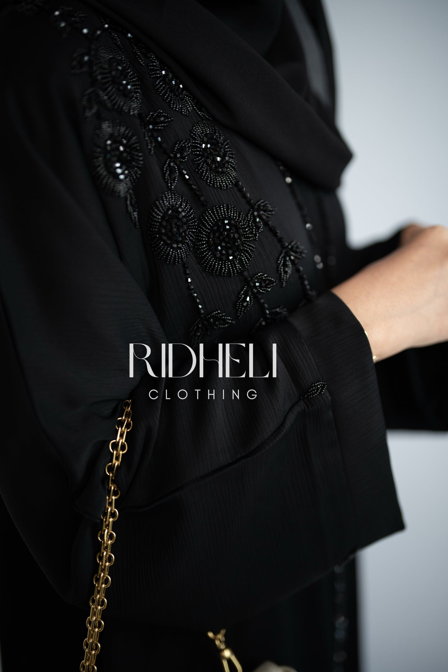 ZAYER BLACK BEADED ABAYA