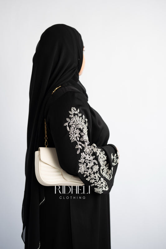 AMEENA BLACK BEADED ABAYA