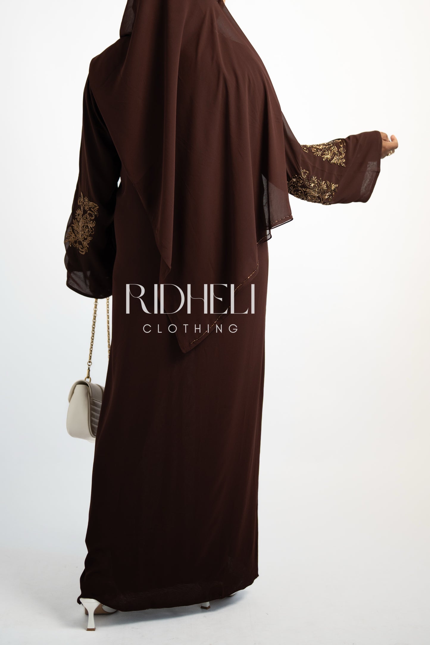 SANAYA BROWN BEADED ABAYA