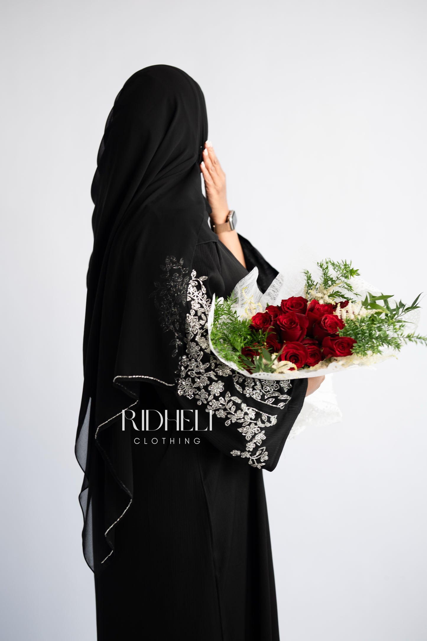 AMEENA BLACK BEADED ABAYA