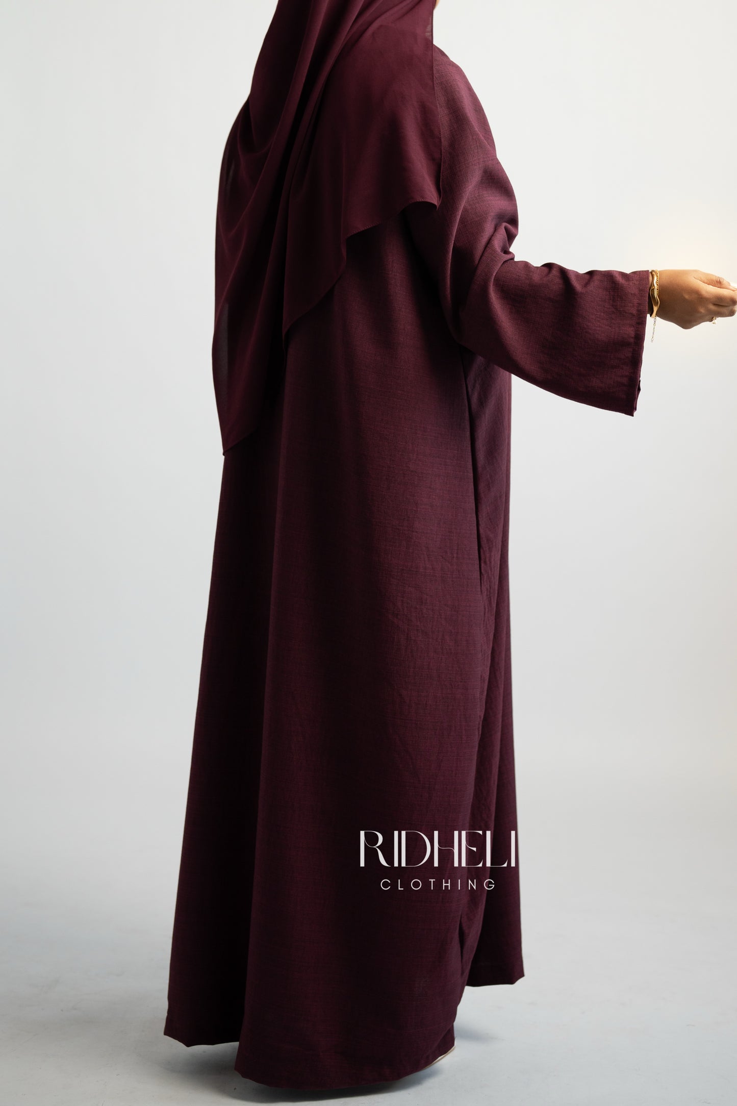BURGUNDY LINEN ABAYA