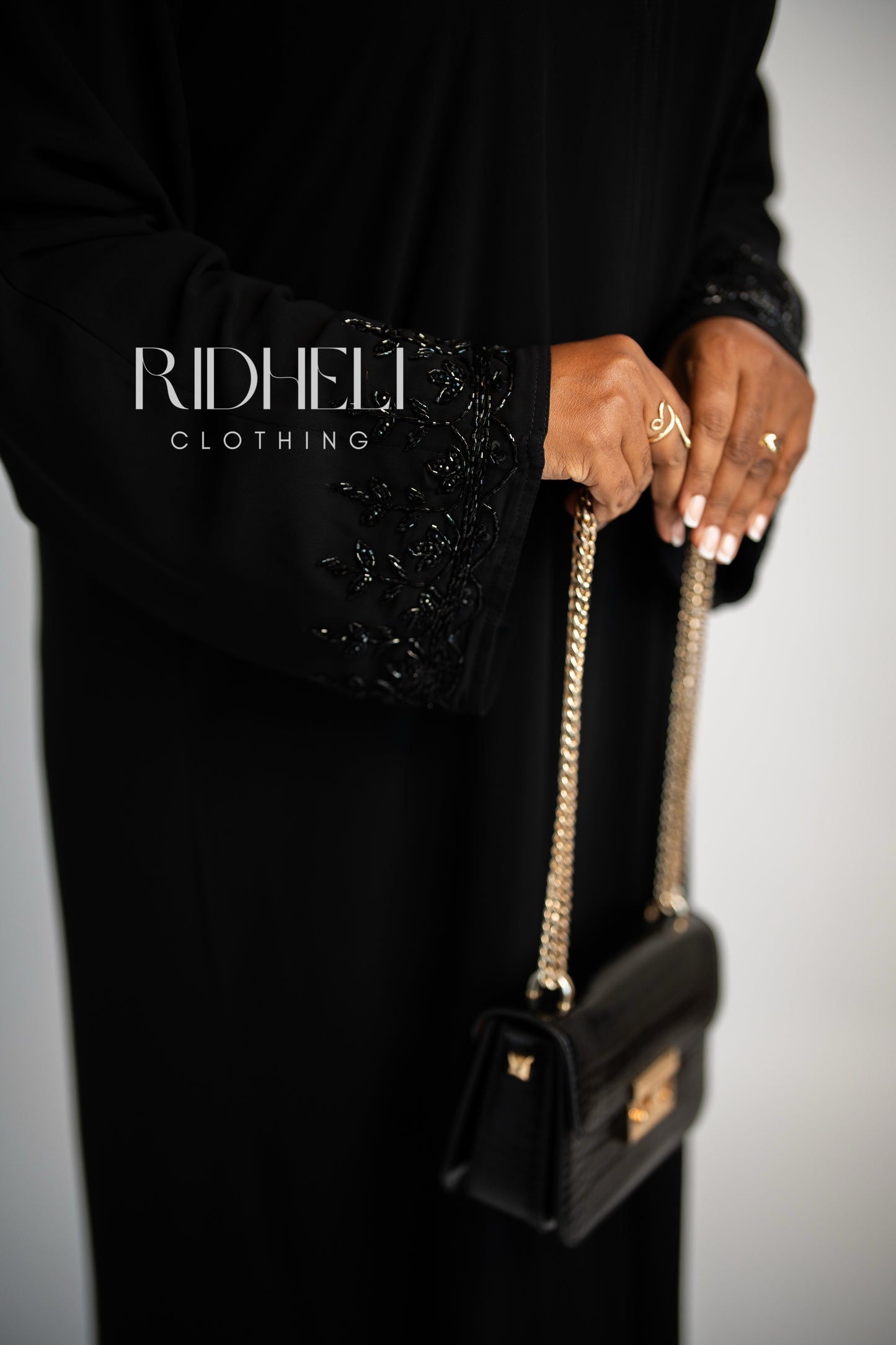 ARIAL BLACK BEADED ABAYA