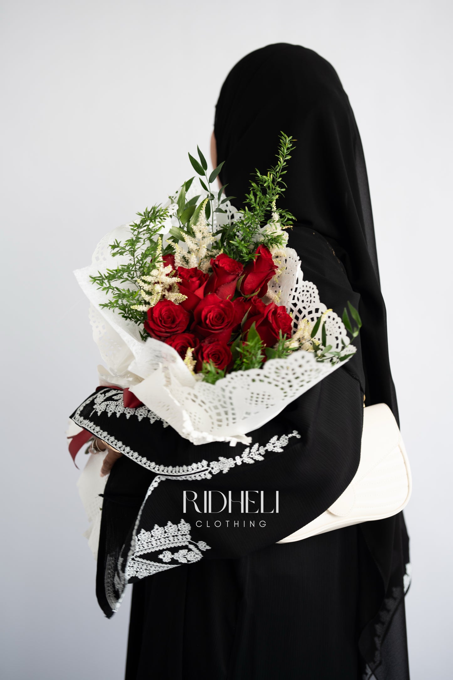 HUDA BLACK EMBROIDERY ABAYA