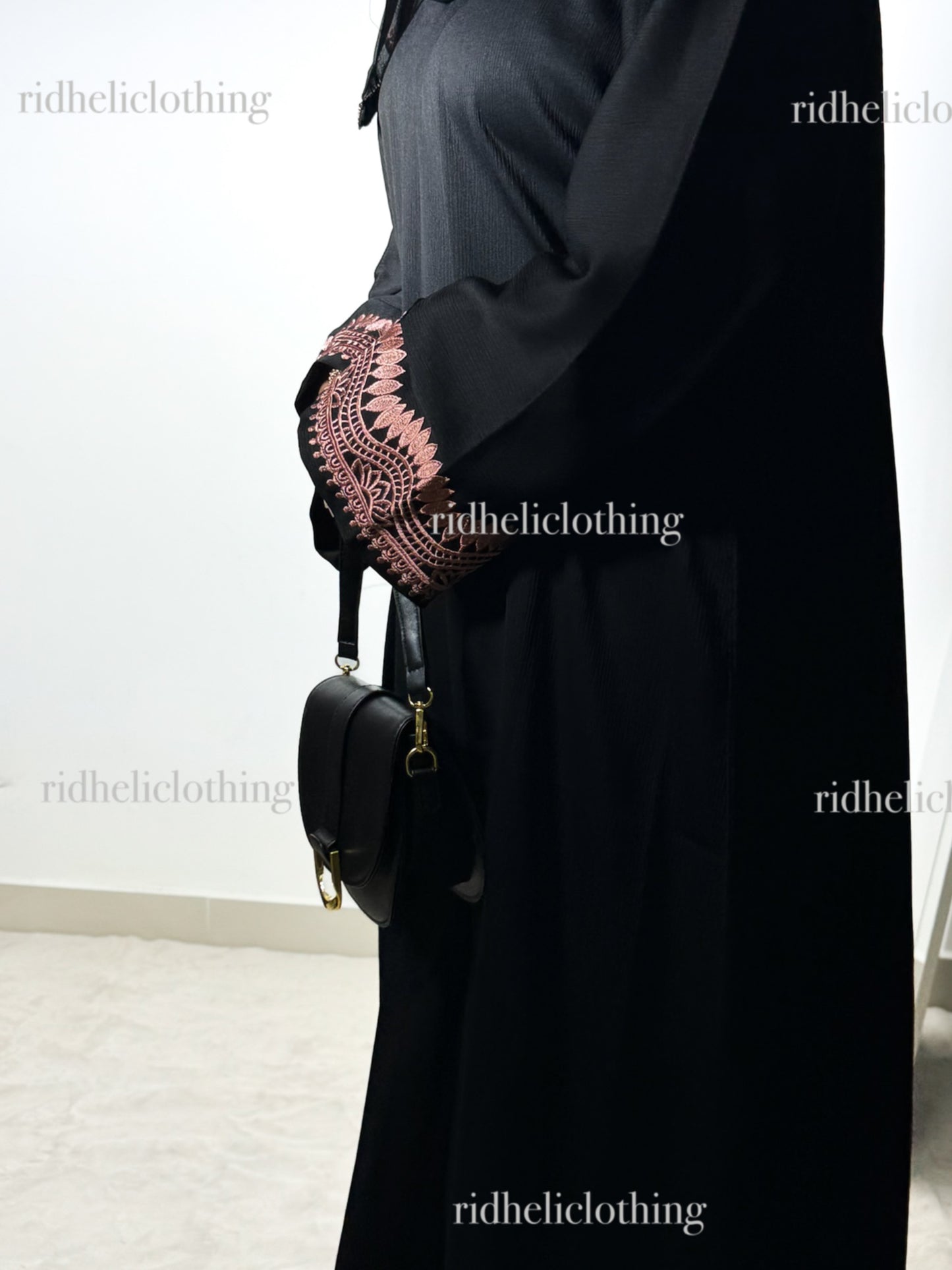 ZAYAL PEACH EMBROIDERY ABAYA