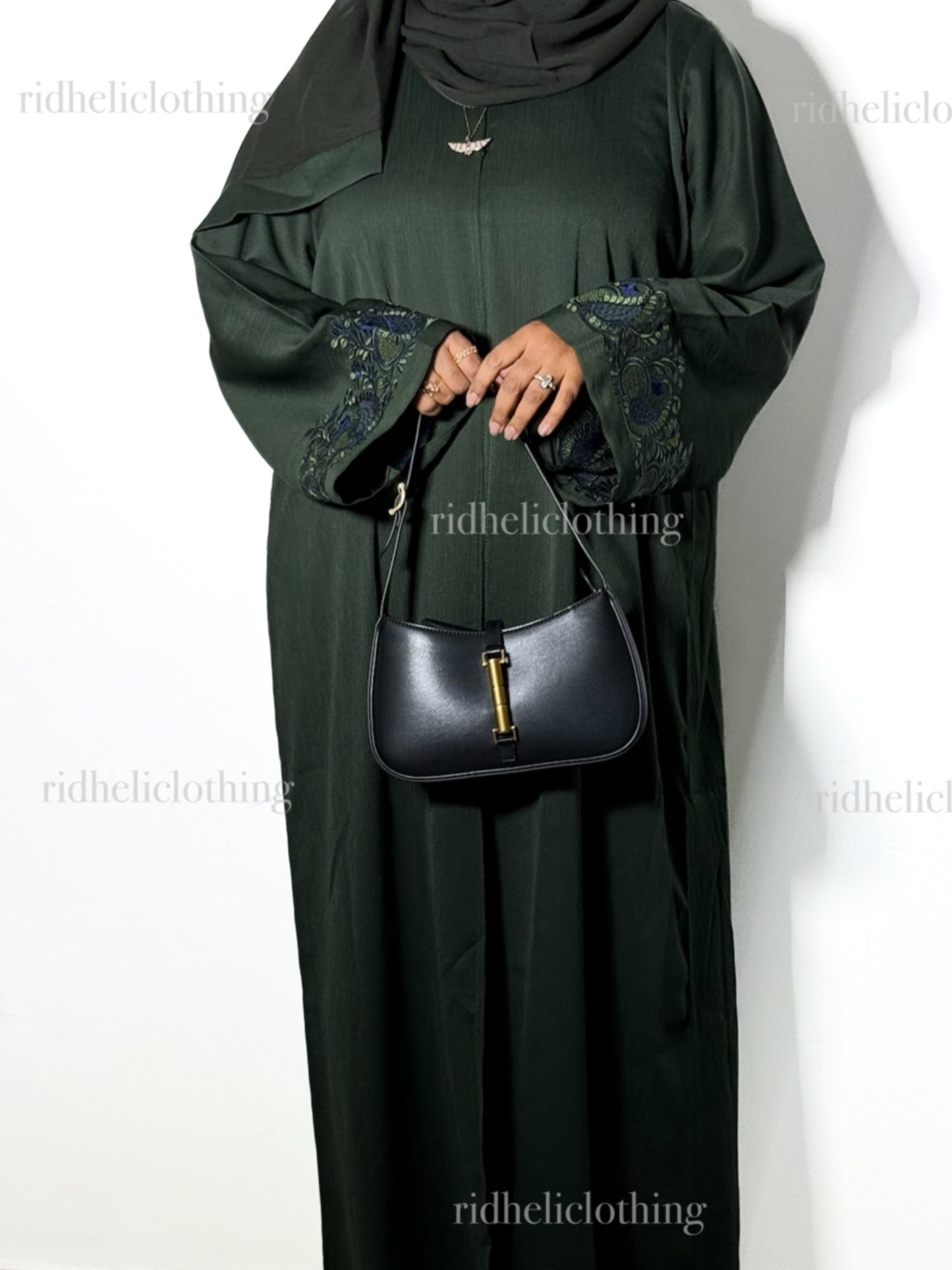 NASHA GREEN EMBROIDERY ABAYA