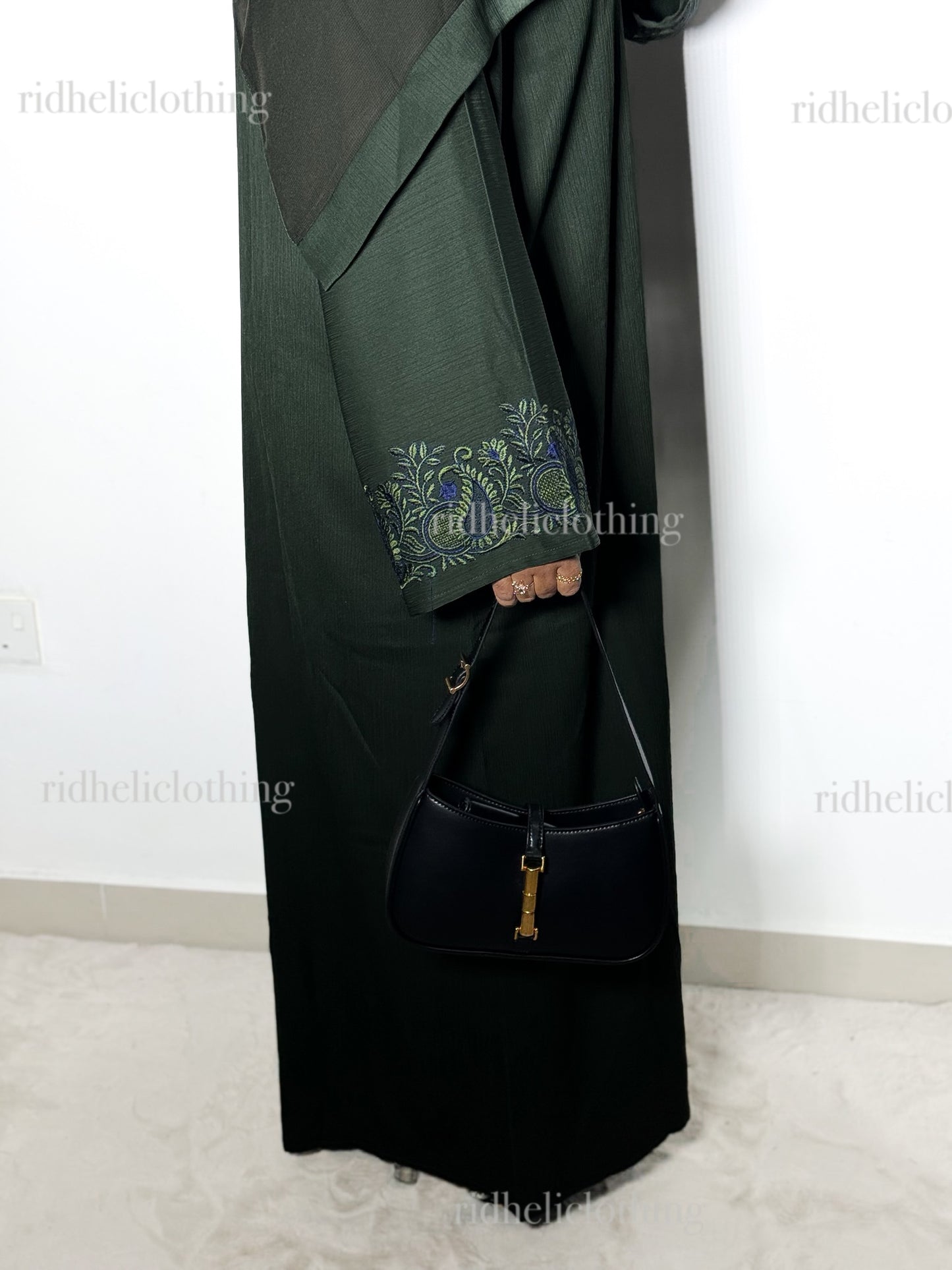 NASHA GREEN EMBROIDERY ABAYA