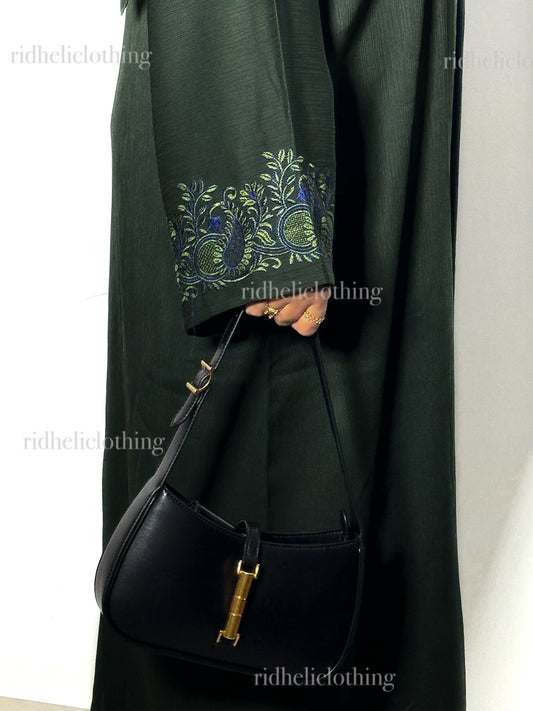 NASHA GREEN EMBROIDERY ABAYA