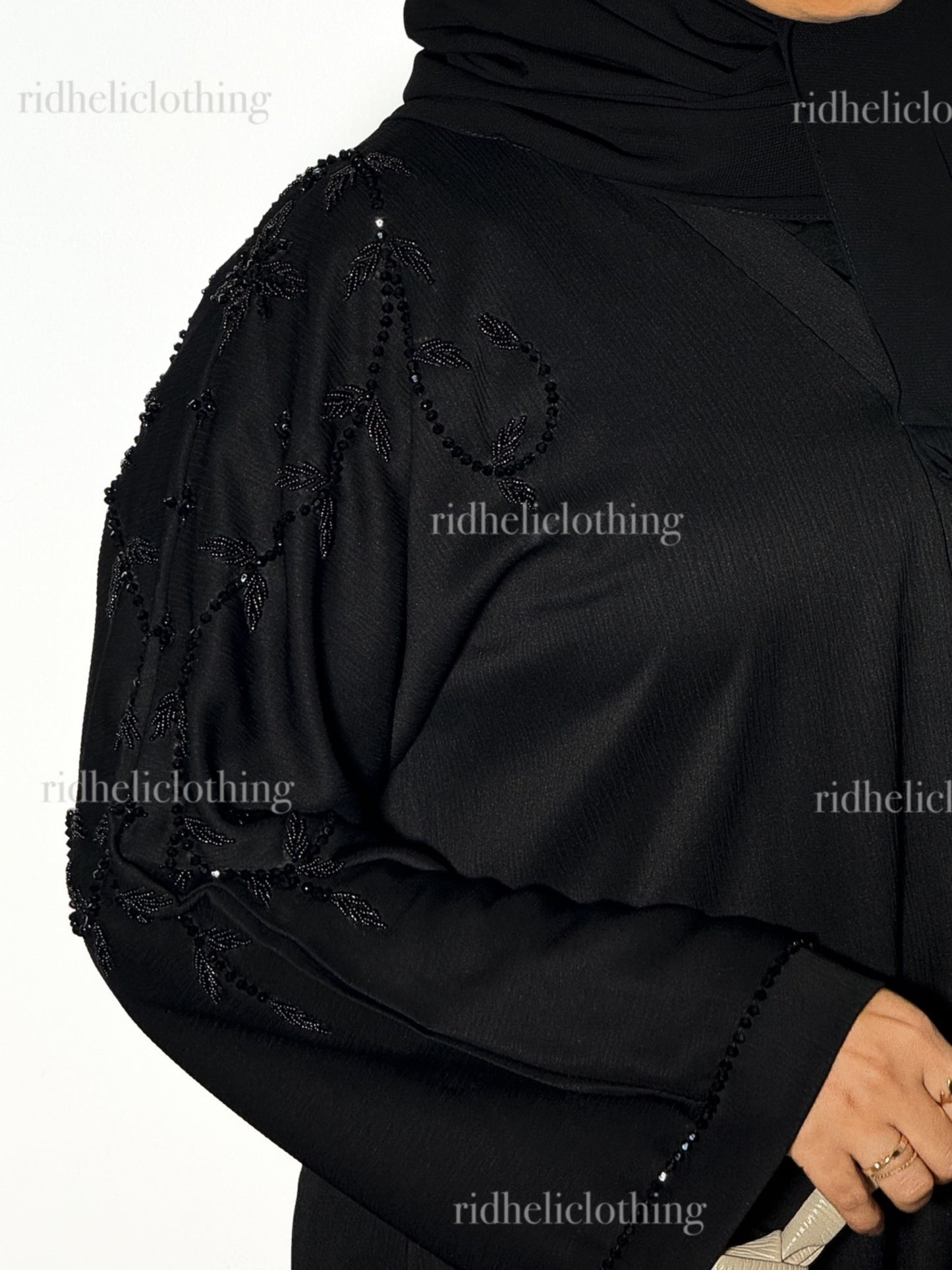 MEDISA BLACK HANDBEADED ABAYA