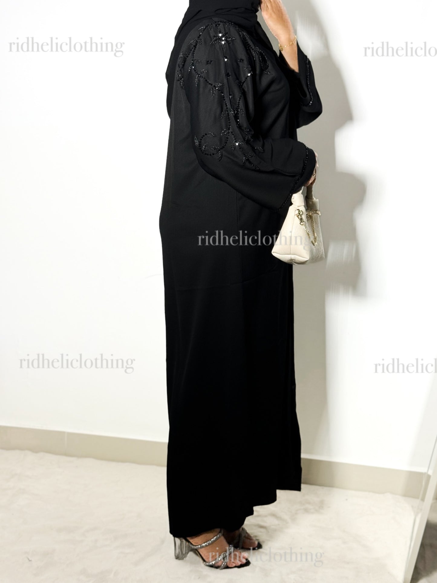 MEDISA BLACK HANDBEADED ABAYA