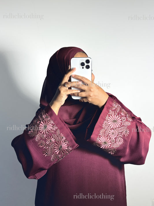 ALEYNA RED EMBROIDERY ABAYA