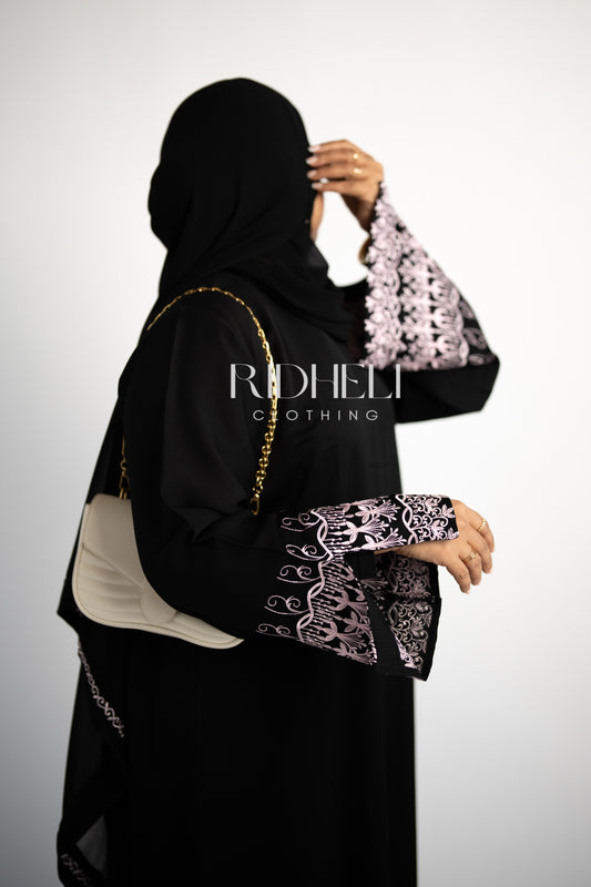 LEILA PINK EMBROIDERY ABAYA