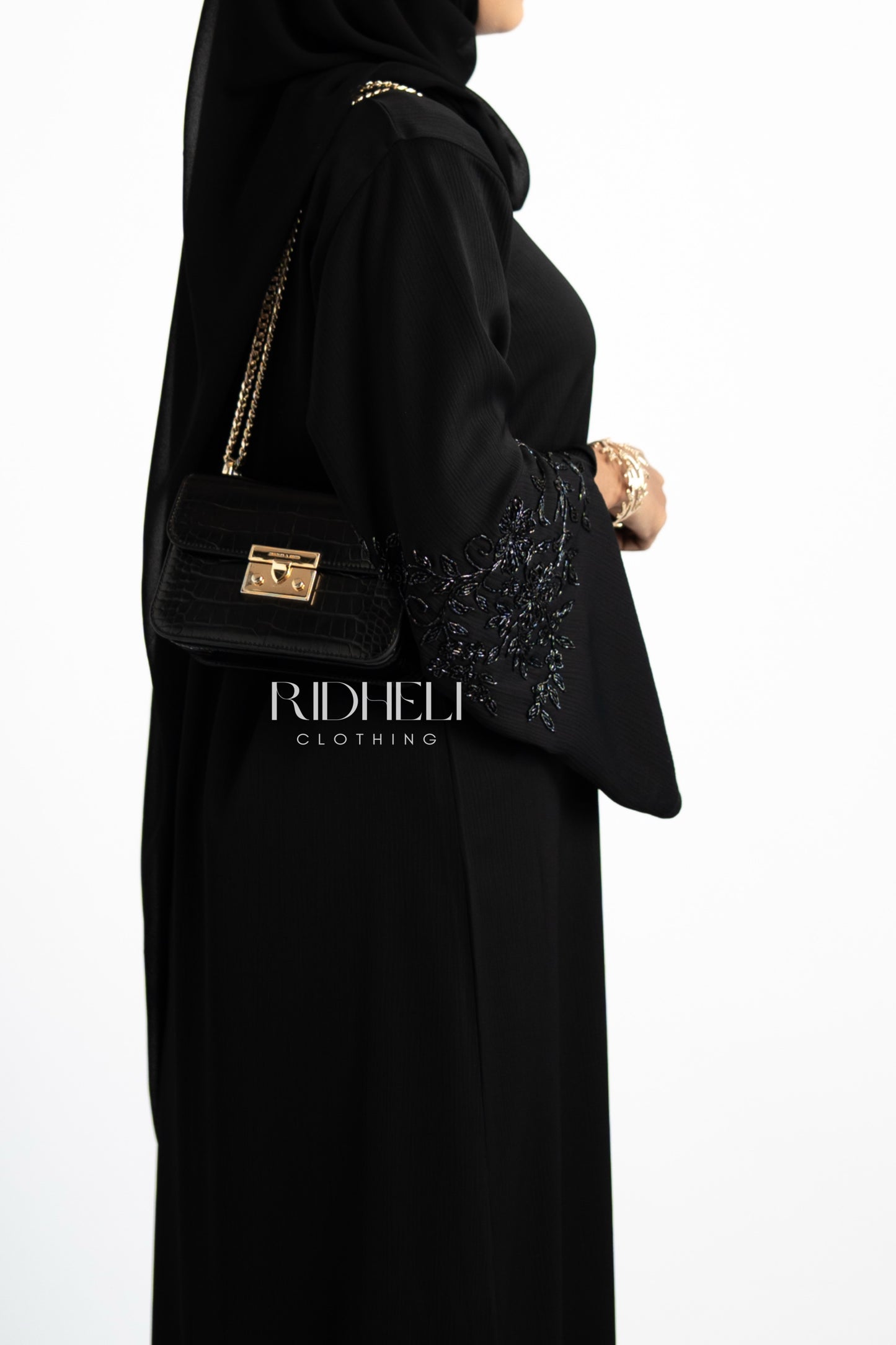 NOOR BLACK BEADED BEADED ABAYA