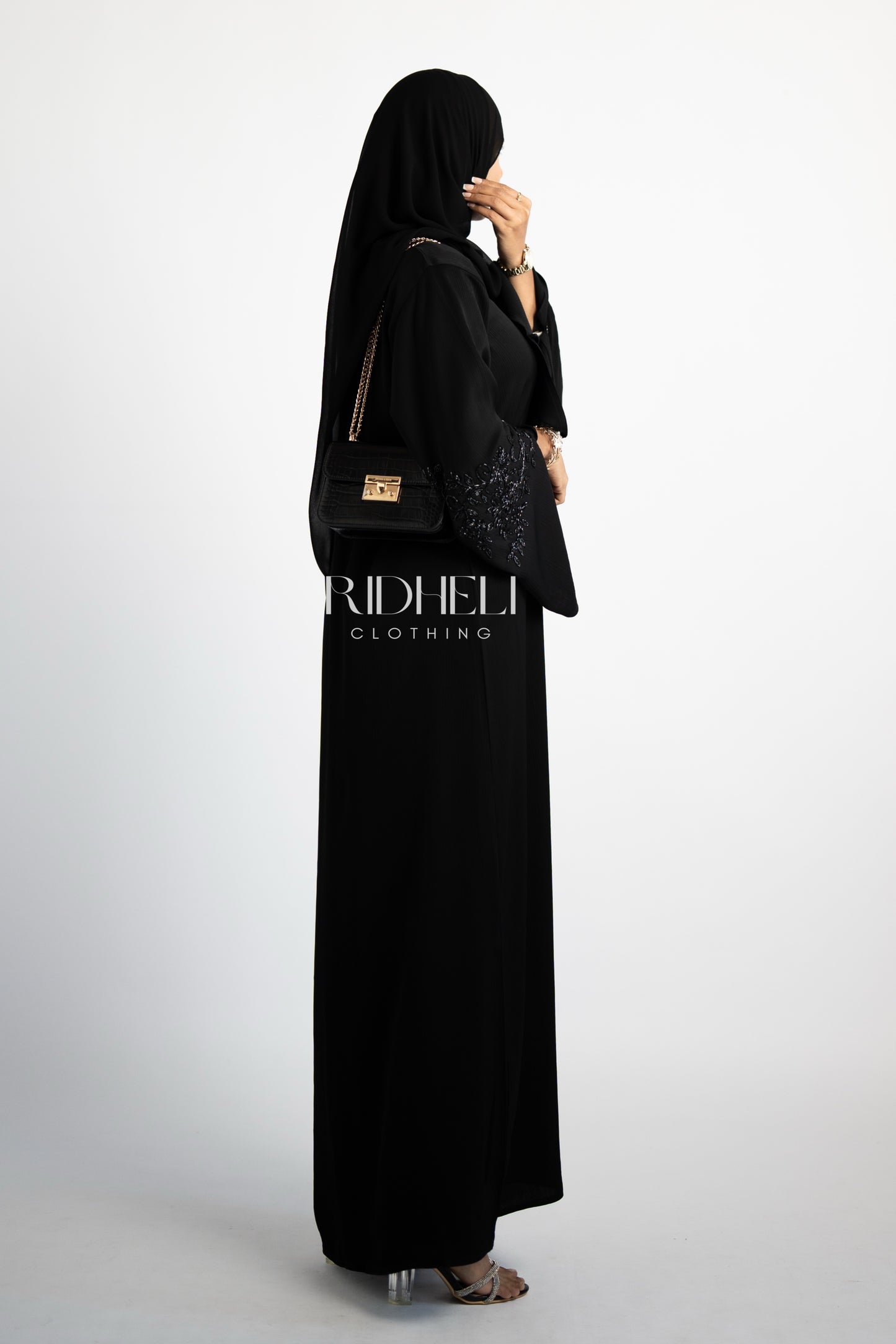 NOOR BLACK BEADED BEADED ABAYA