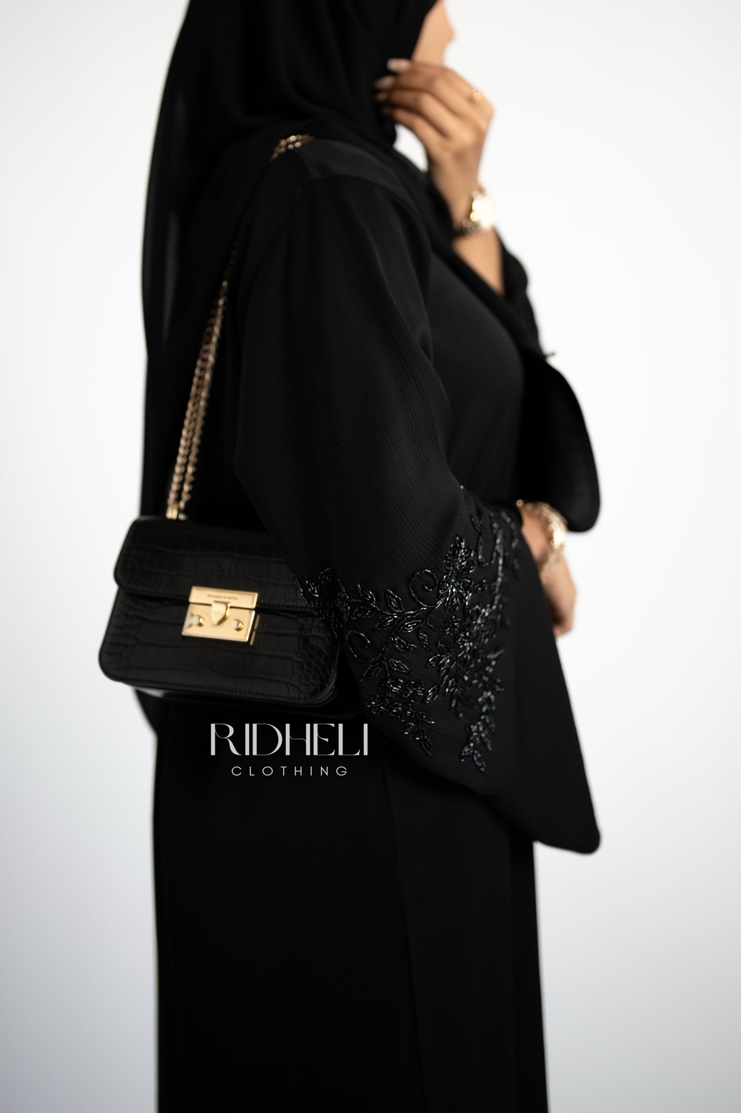 NOOR BLACK BEADED BEADED ABAYA
