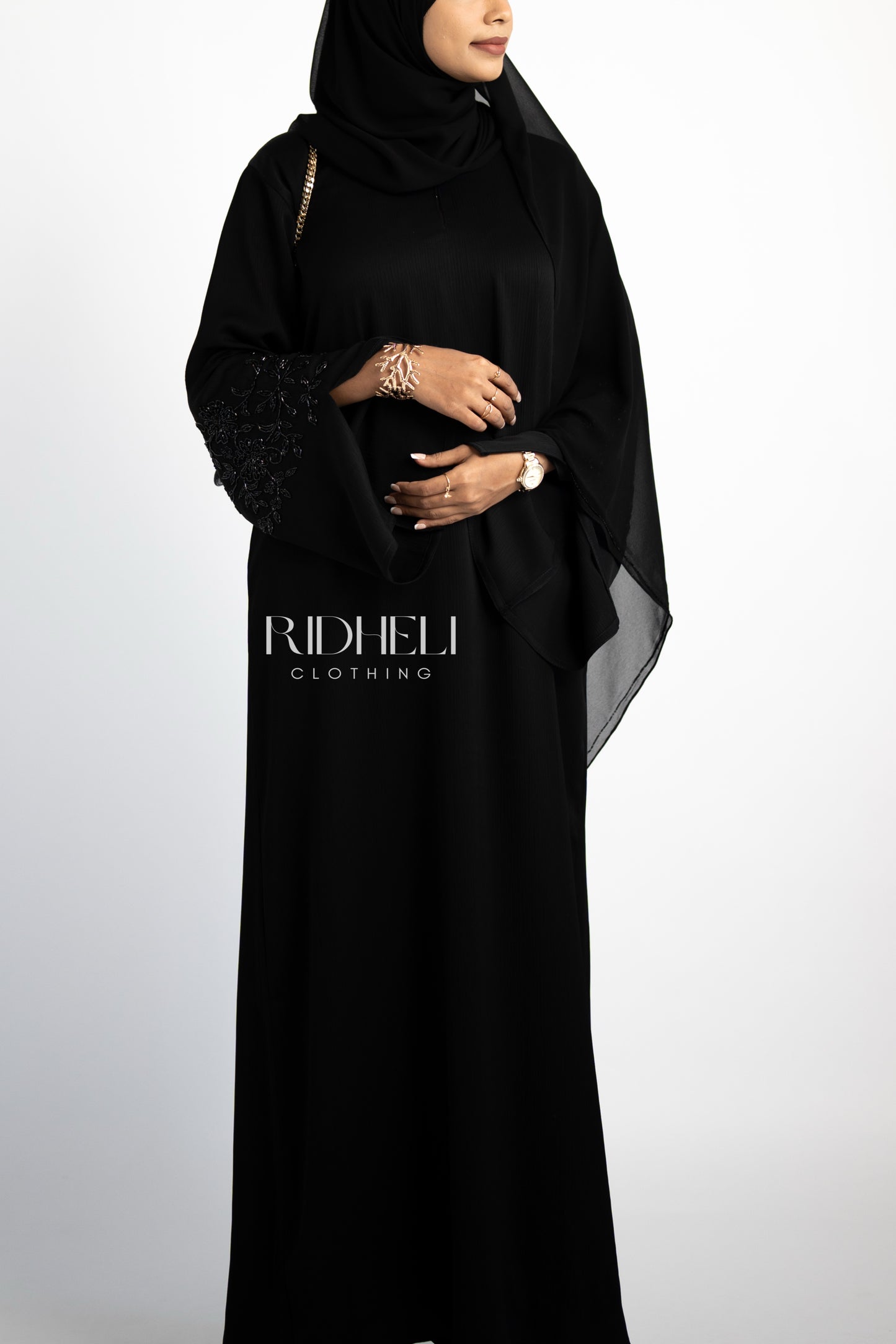 NOOR BLACK BEADED BEADED ABAYA