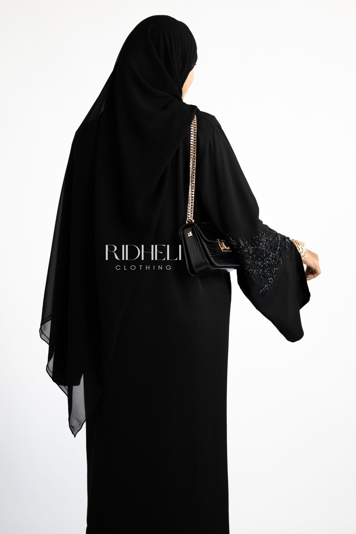 NOOR BLACK BEADED BEADED ABAYA