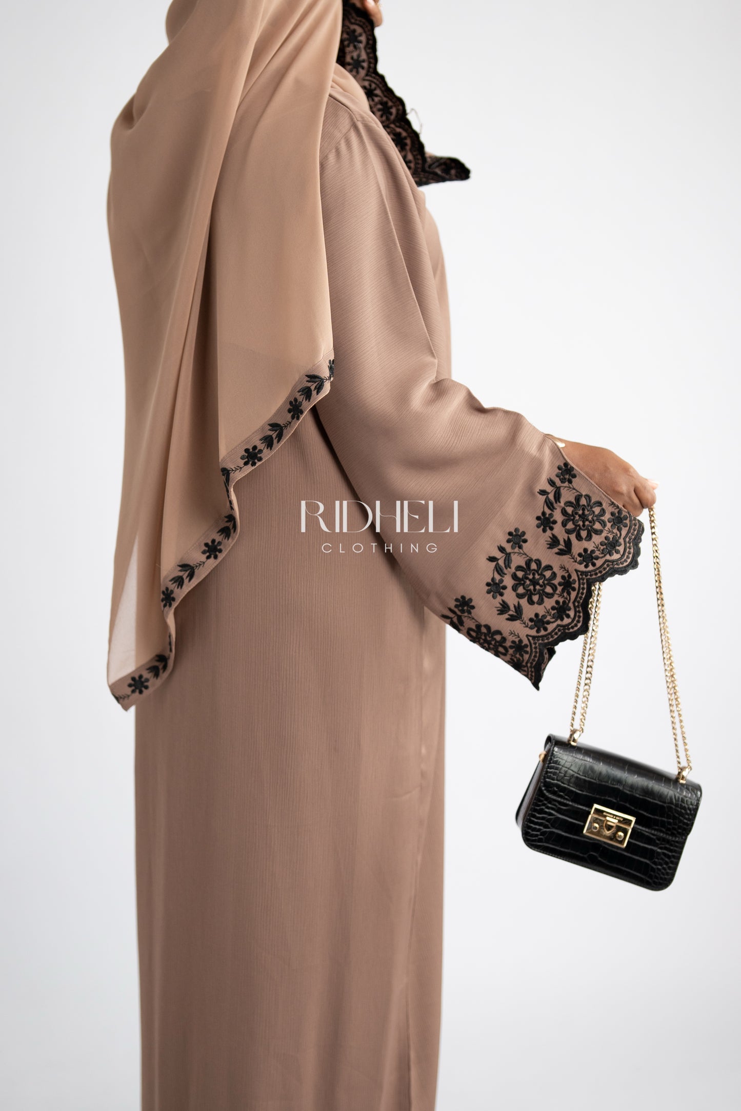 RIYAA EMBROIDERY BROWN ABAYA