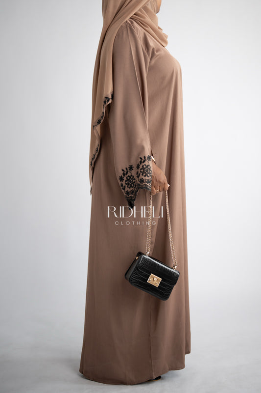 RIYAA EMBROIDERY BROWN ABAYA