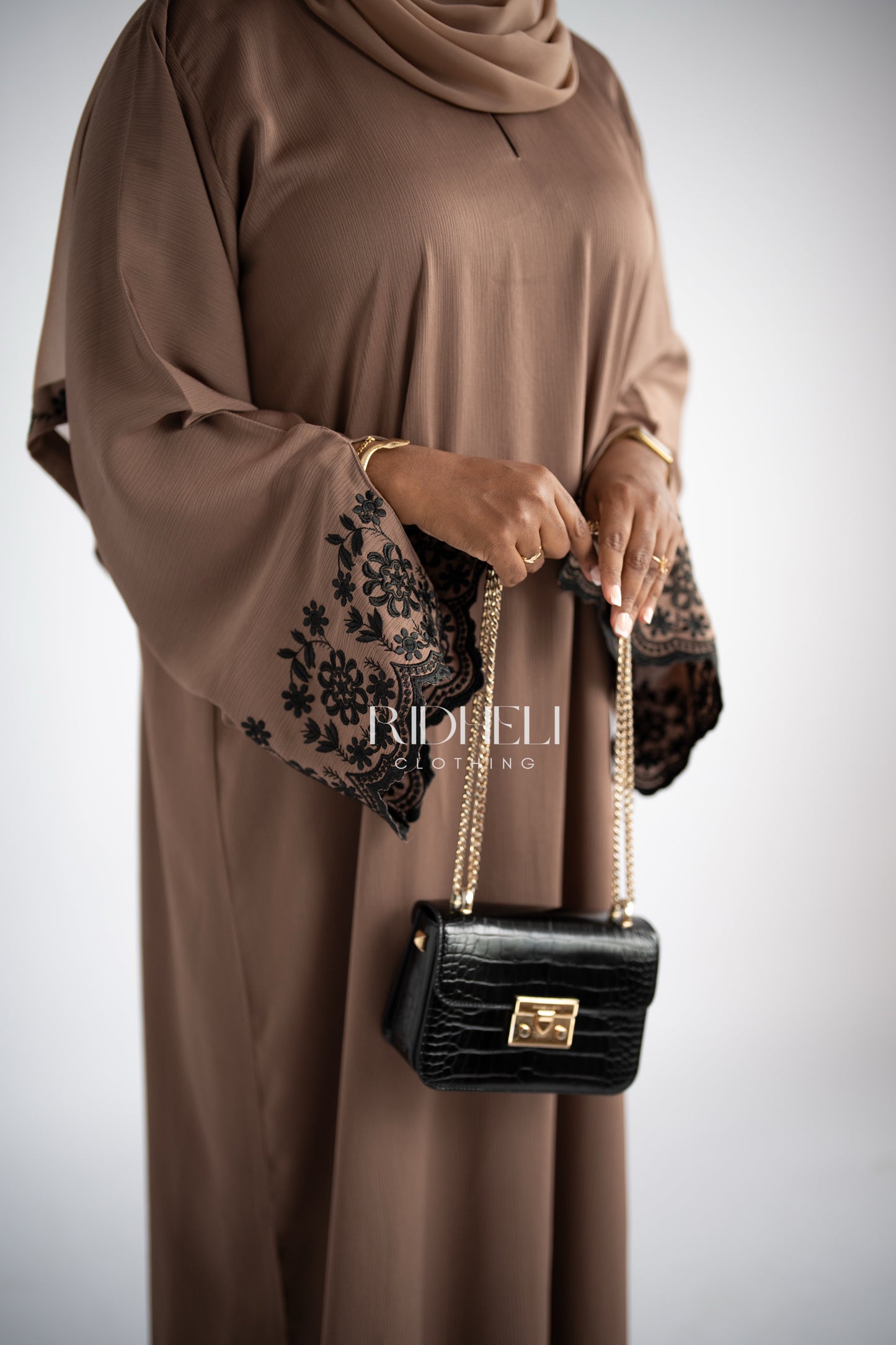 RIYAA EMBROIDERY BROWN ABAYA