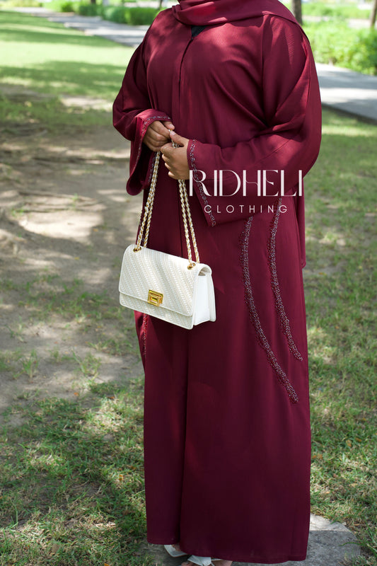 IMANI MAROON BEADED ABAYA