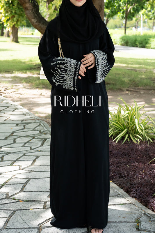 LILA SILVER BEADED ABAYA