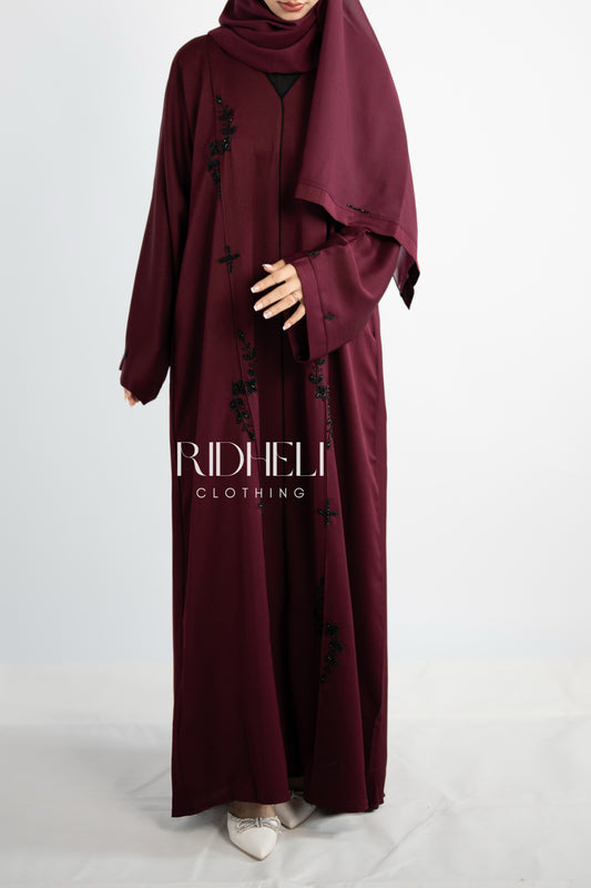 MEERA MAROON BEADED ABAYA