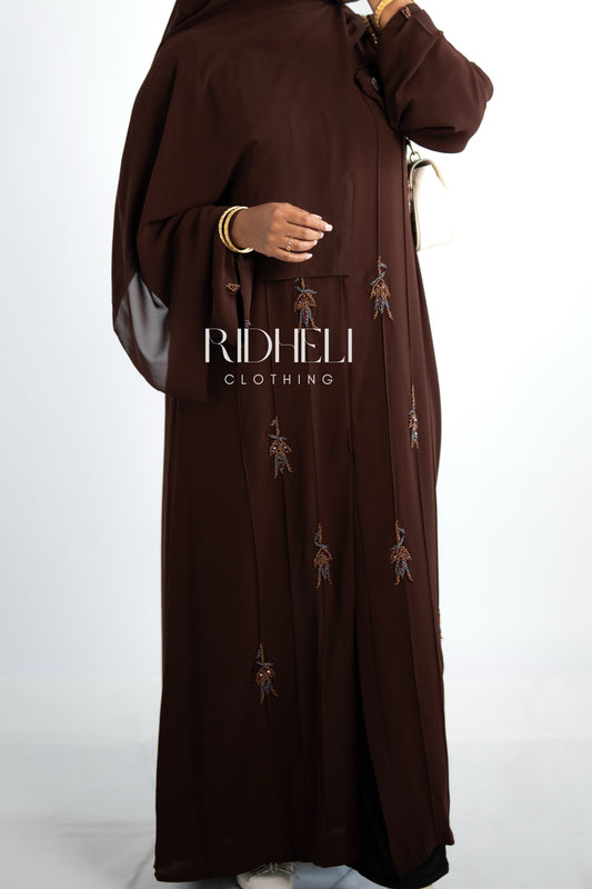 LUBA DOUBLE CHIFFON BEADED ABAYA