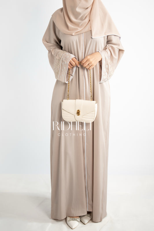 BATUL CREAM BEADED ABAYA