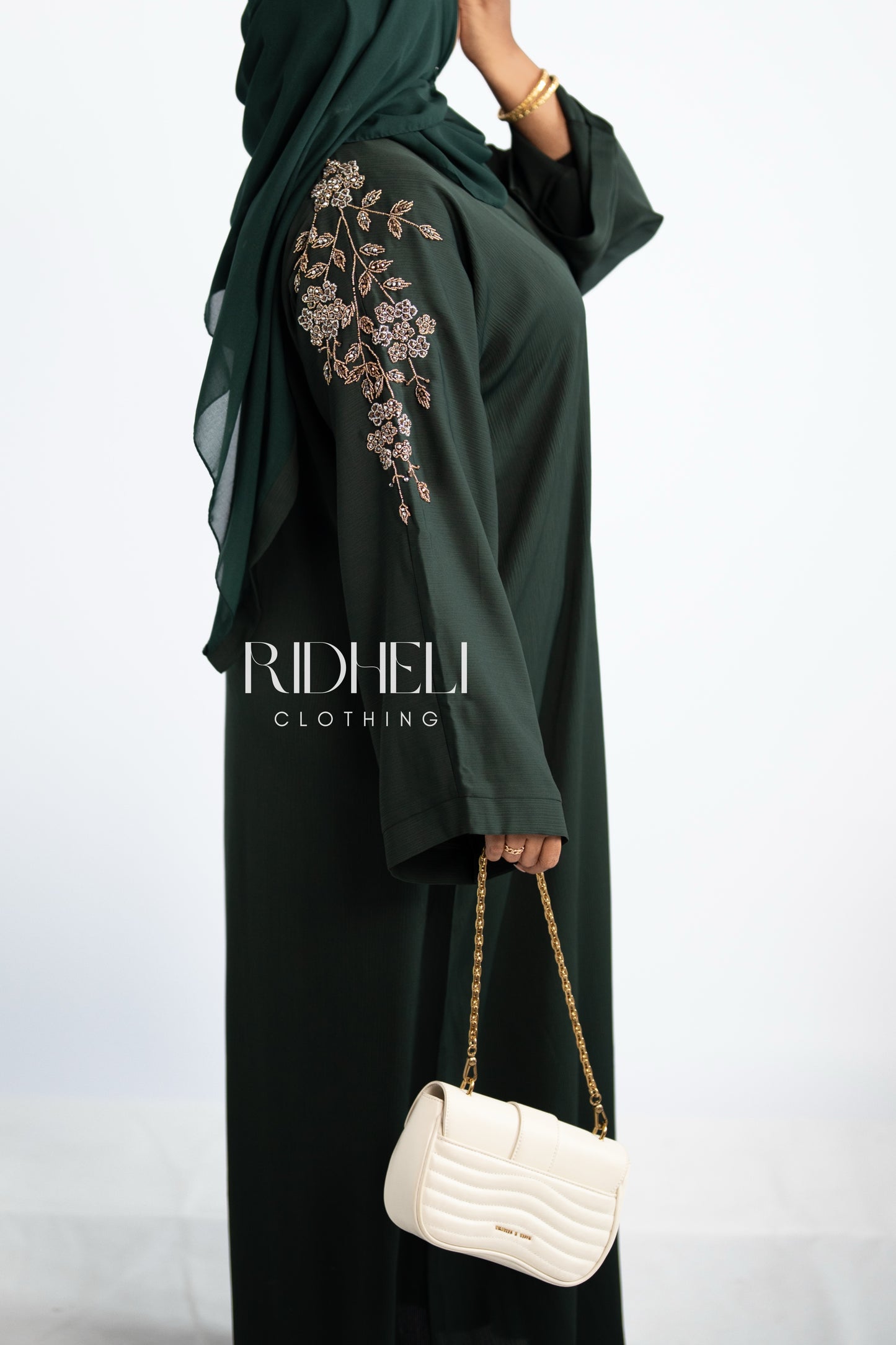 ARMA GREEN BEADED ABAYA