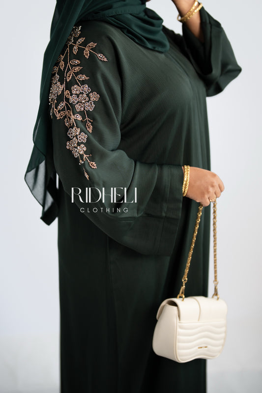 ARMA GREEN BEADED ABAYA