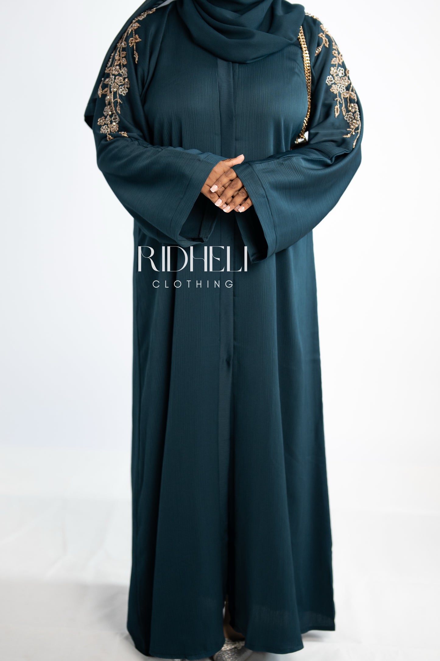 ARMA TEAL BLUE BEADED ABAYA