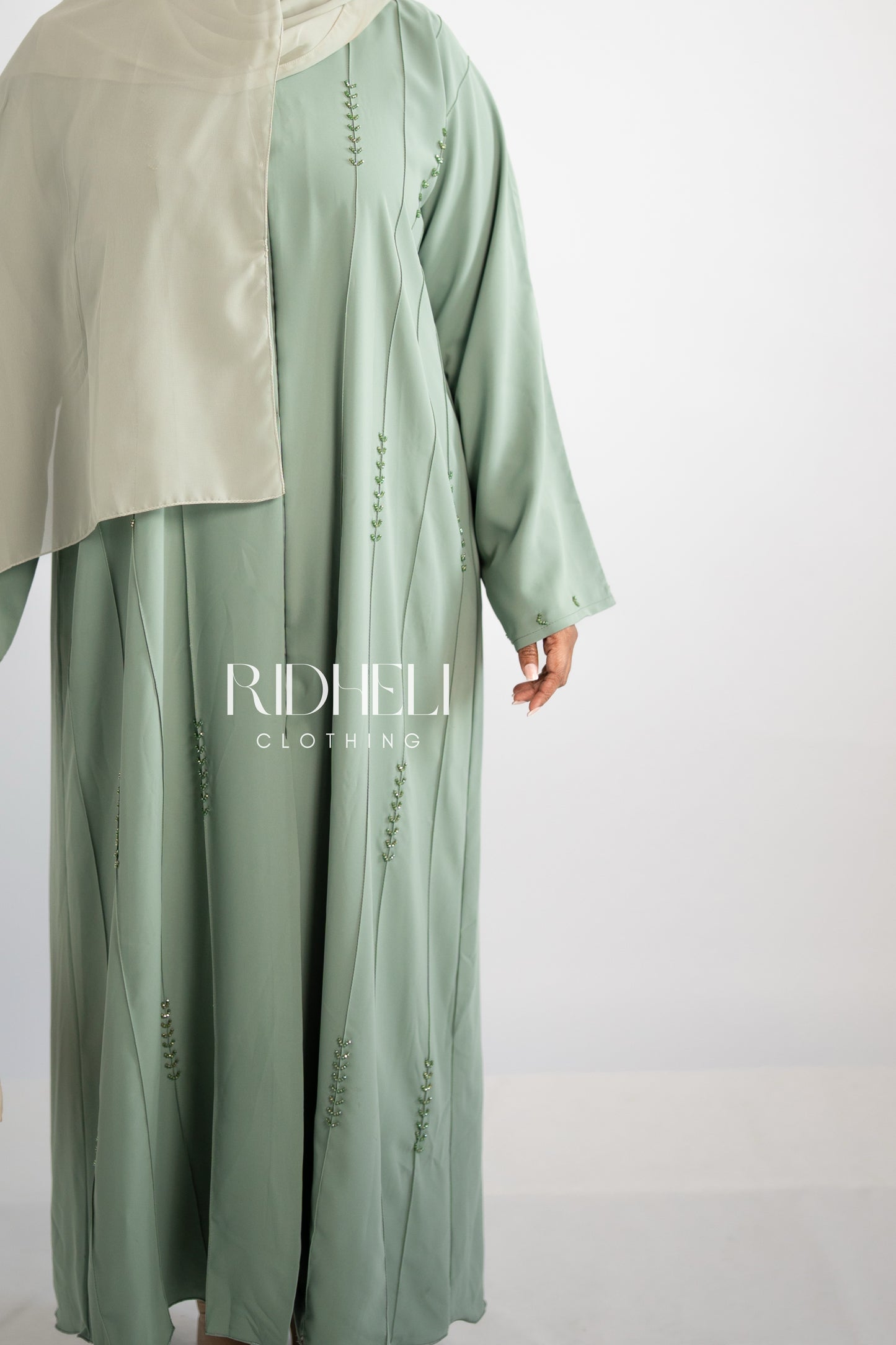 EESHAL GREEN BEADED ABAYA