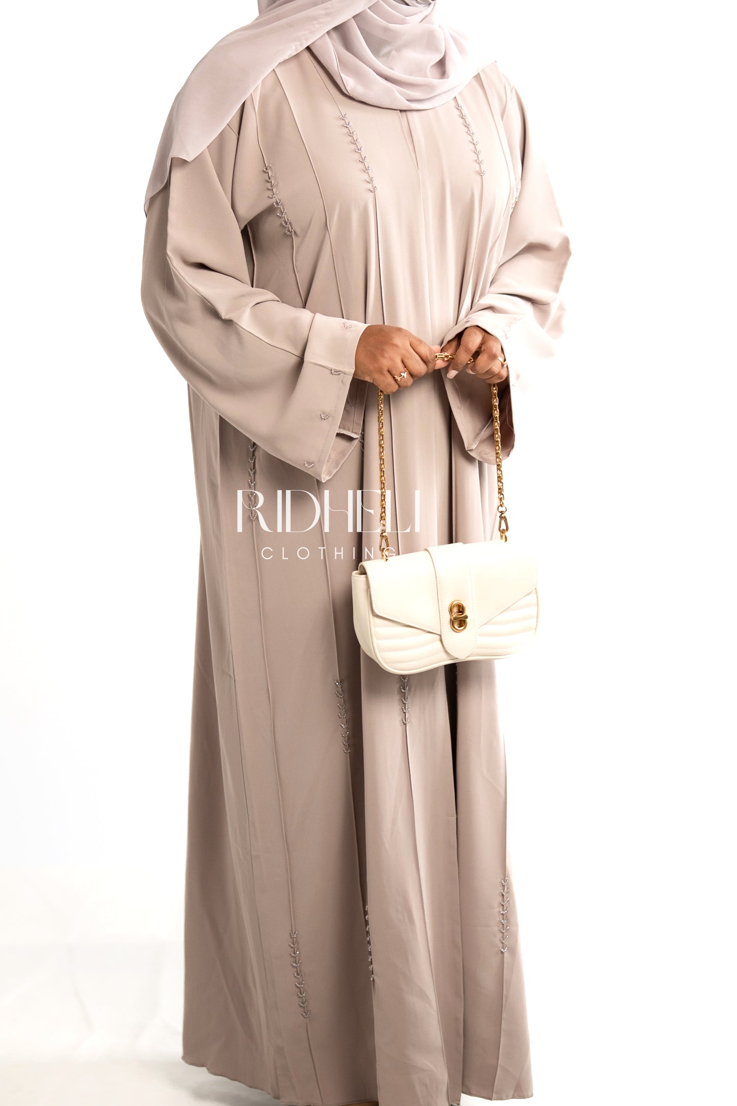 EESHAL CREAM BEADED ABAYA