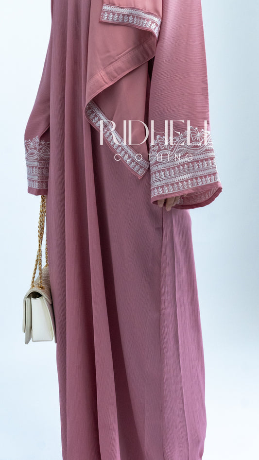 AMIRA PINK EMBROIDERY ABAYA