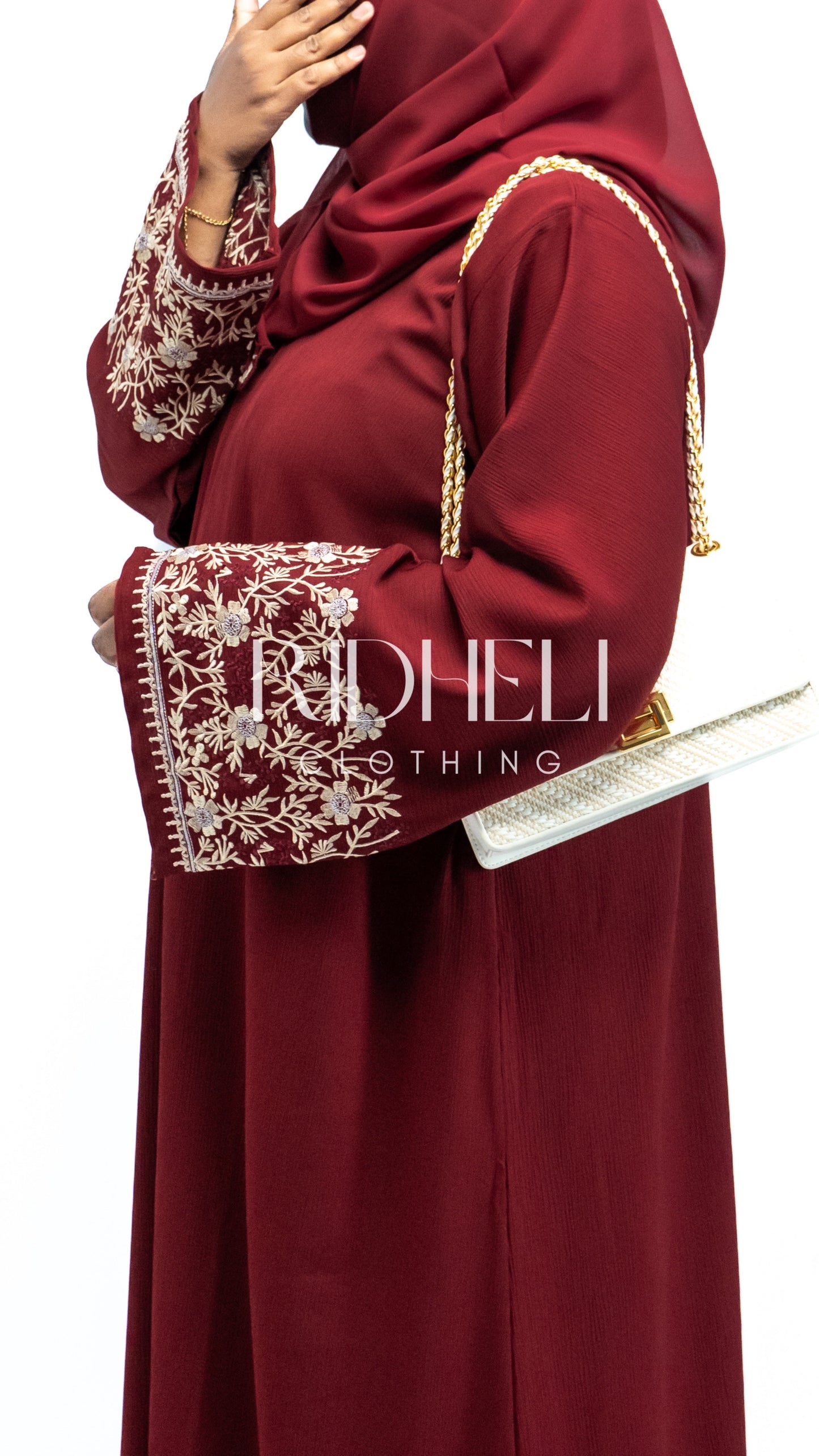 KHAIR RED EMBROIDERY ABAYA