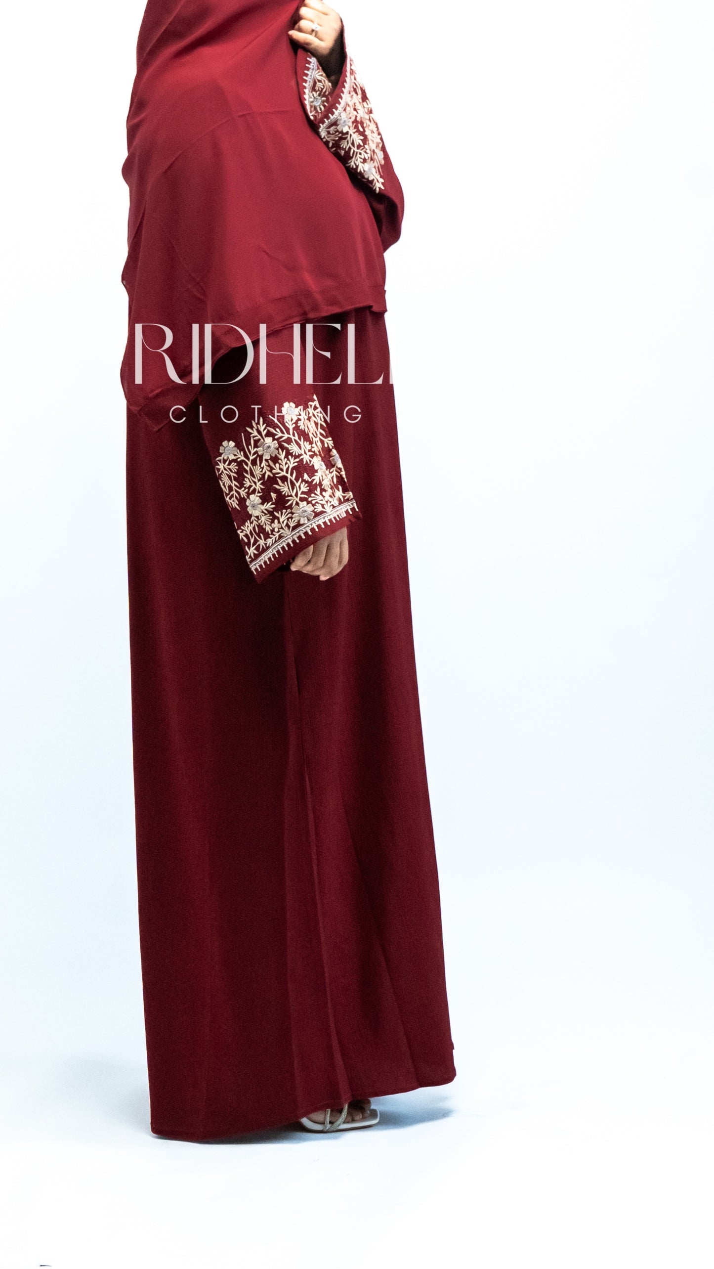 KHAIR RED EMBROIDERY ABAYA