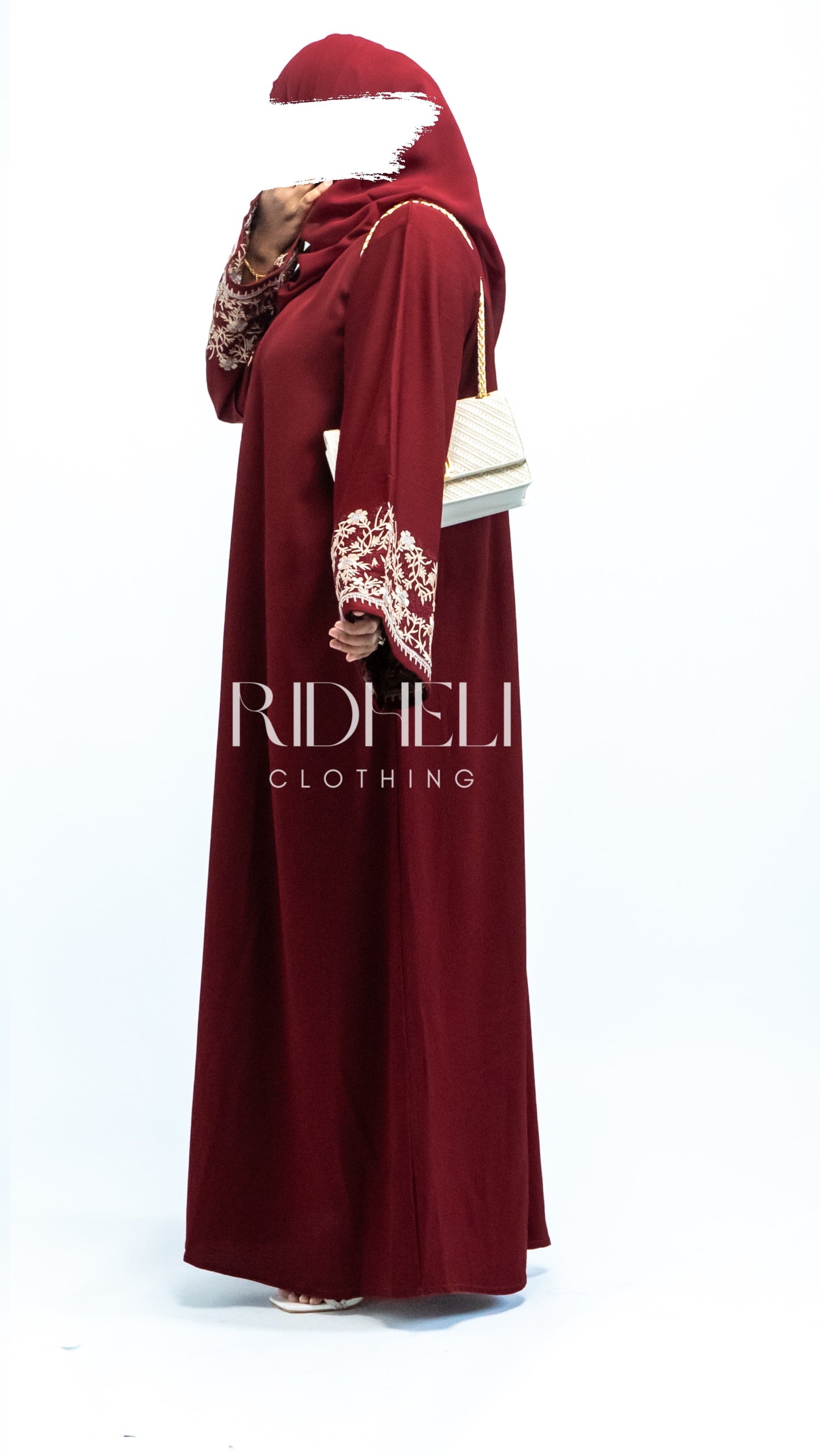 KHAIR RED EMBROIDERY ABAYA