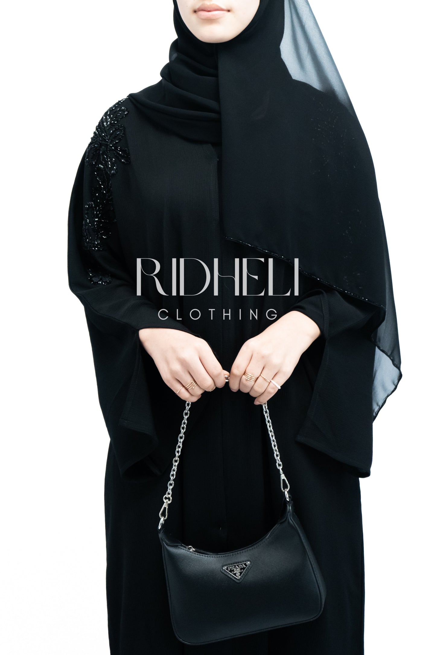 ATIYA BEADED BLACK ABAYA