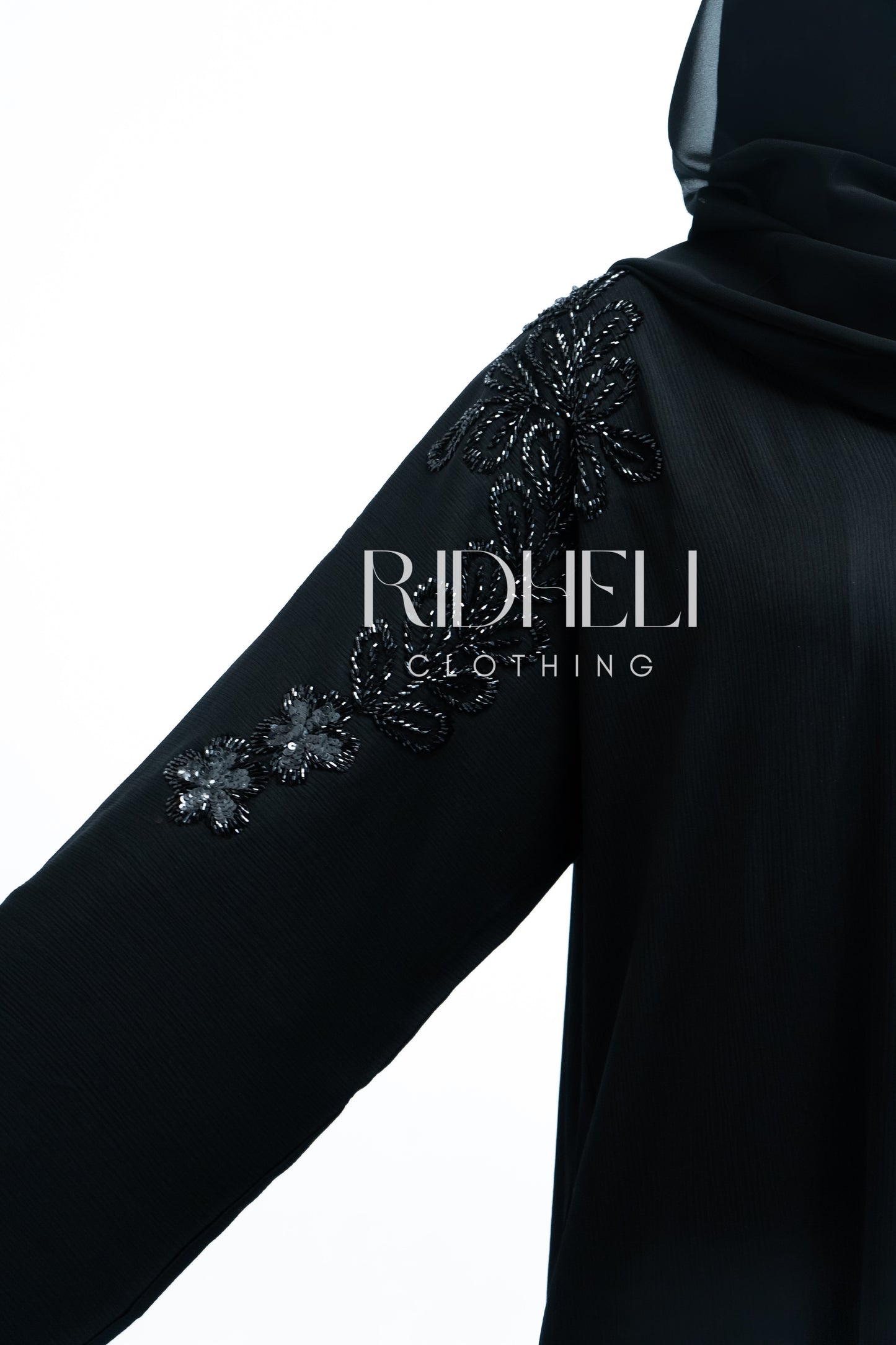 ATIYA BEADED BLACK ABAYA