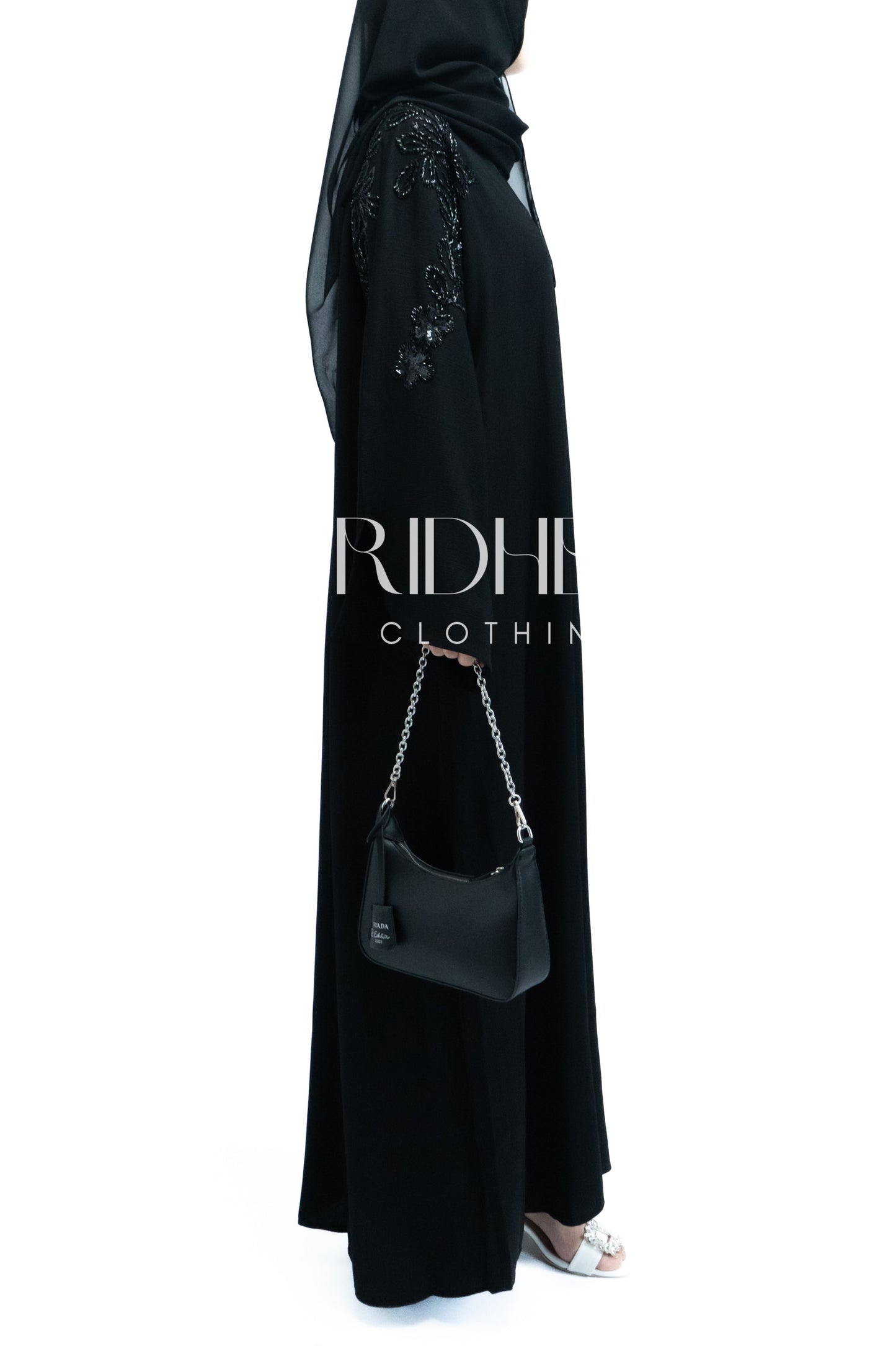 ATIYA BEADED BLACK ABAYA