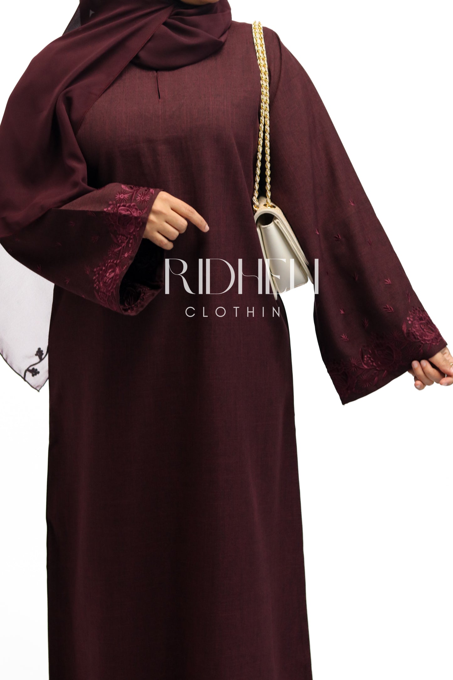 ASHI LINEN MAROON ABAYA