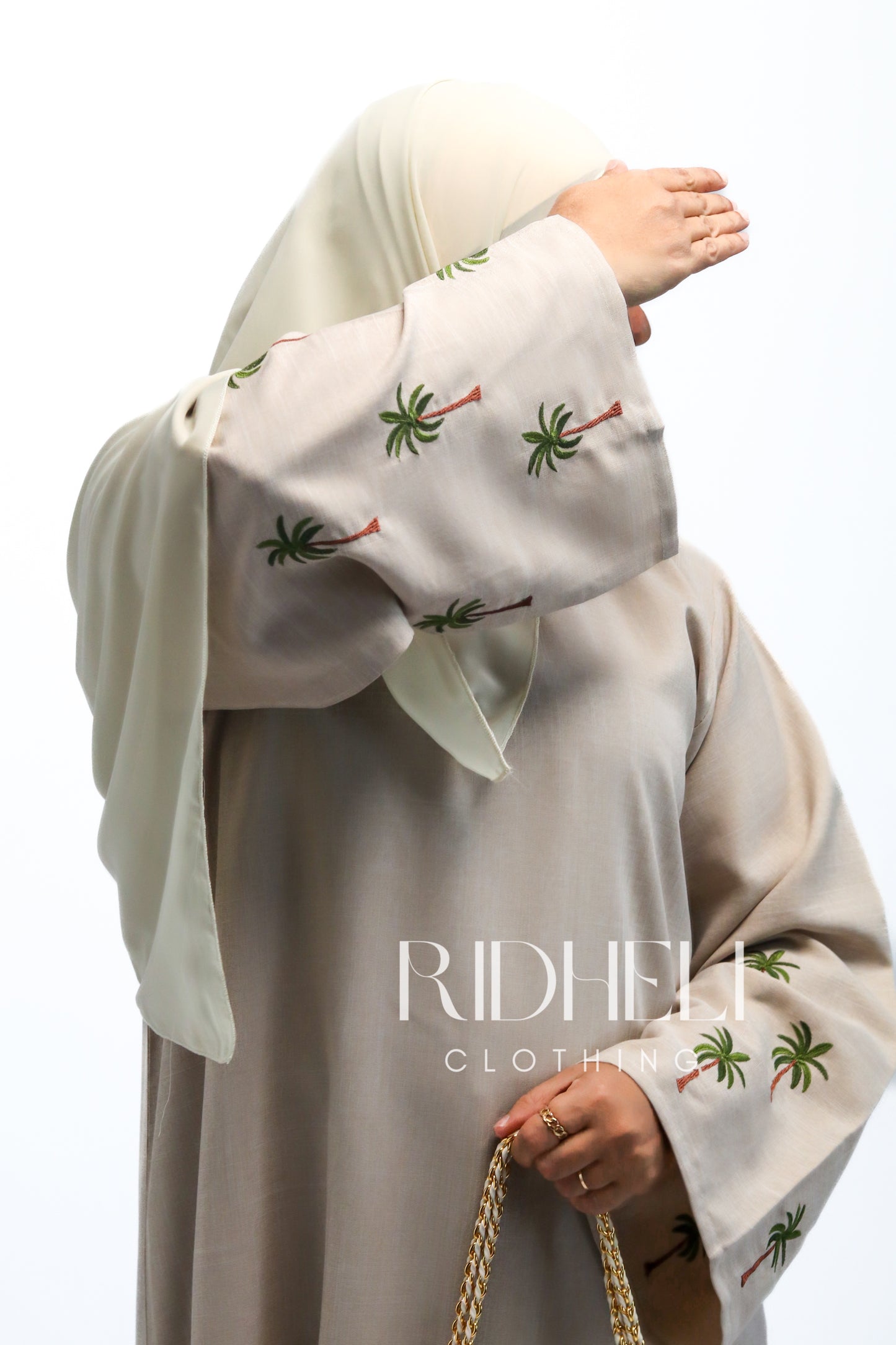 EIRA CREAM LINEN EMBROIDERY ABAYA