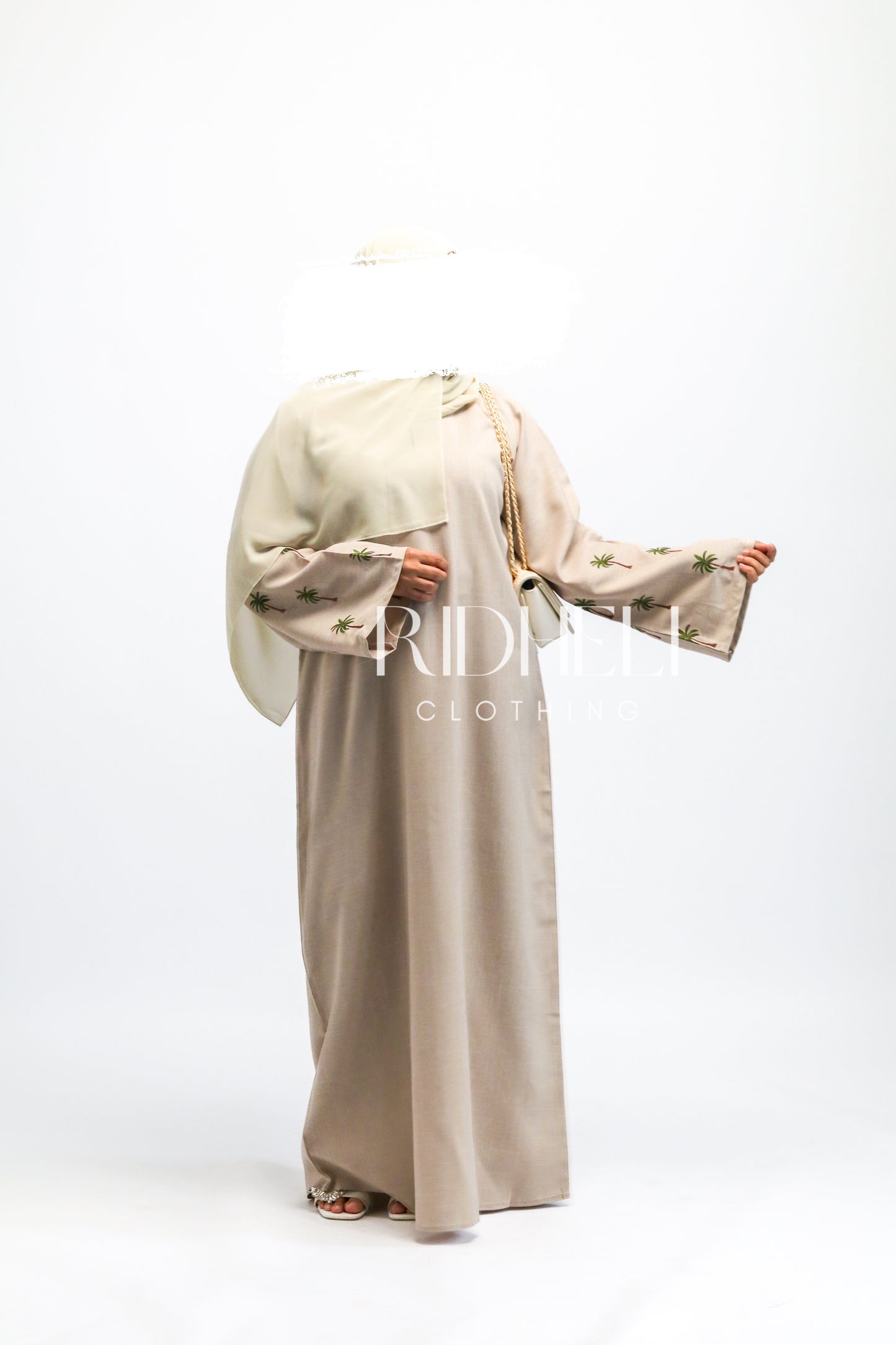 EIRA CREAM LINEN EMBROIDERY ABAYA