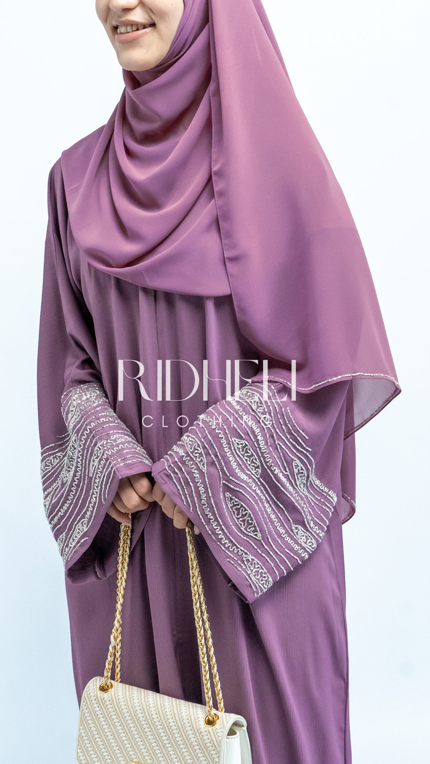 AAMILA PURPLE BEADED ABAYA