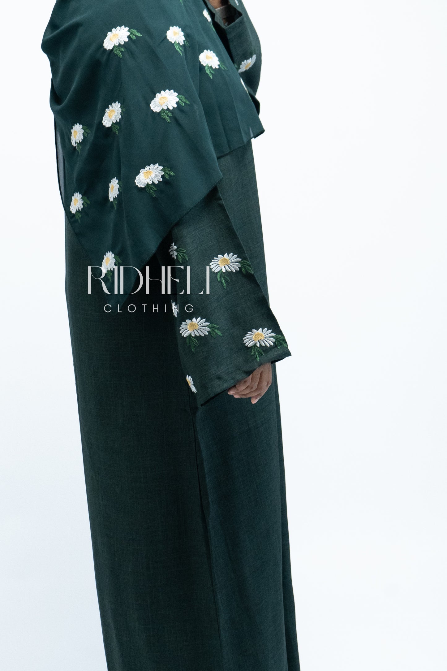 DAHRA GREEN EMBROIDERY ABAYA