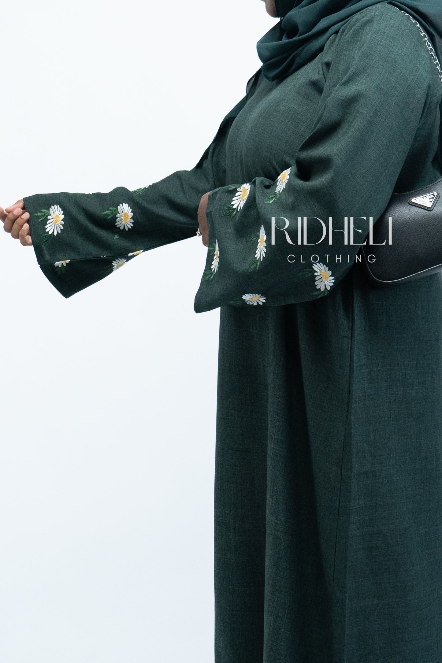 DAHRA GREEN EMBROIDERY ABAYA