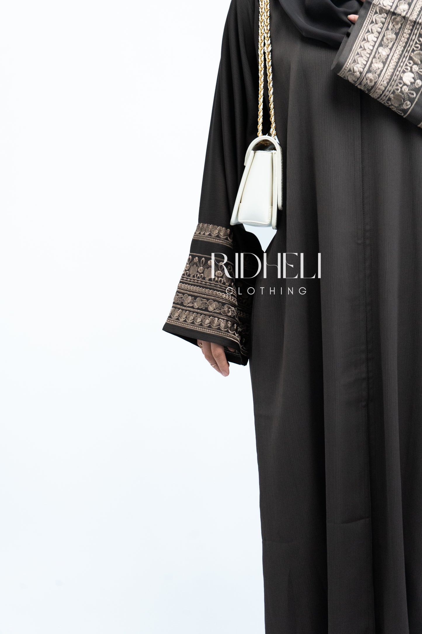 JAMEELA LIGHT BROWN EMBROIDERY ABAYA