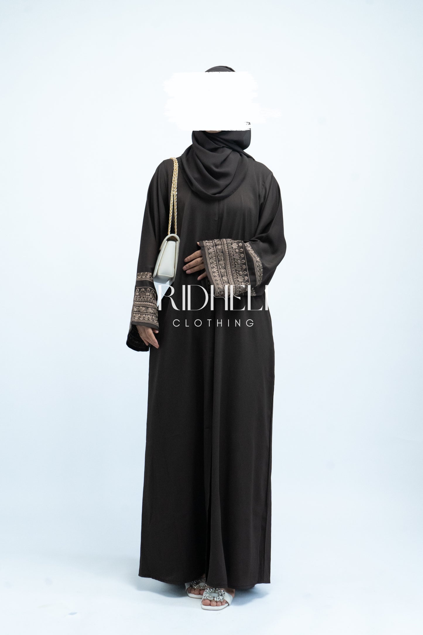 JAMEELA LIGHT BROWN EMBROIDERY ABAYA