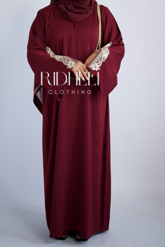 SHAI RED EMBROIDERD ABAYA