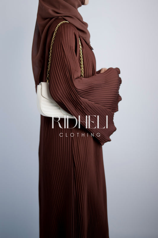 BROWN PLEATED ABAYA